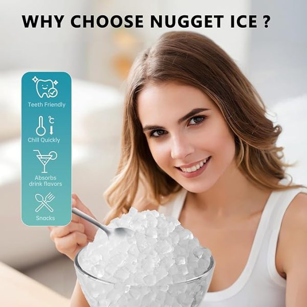 EUHOMY Nugget Ice Maker Countertop with Handle(black) - Image 3