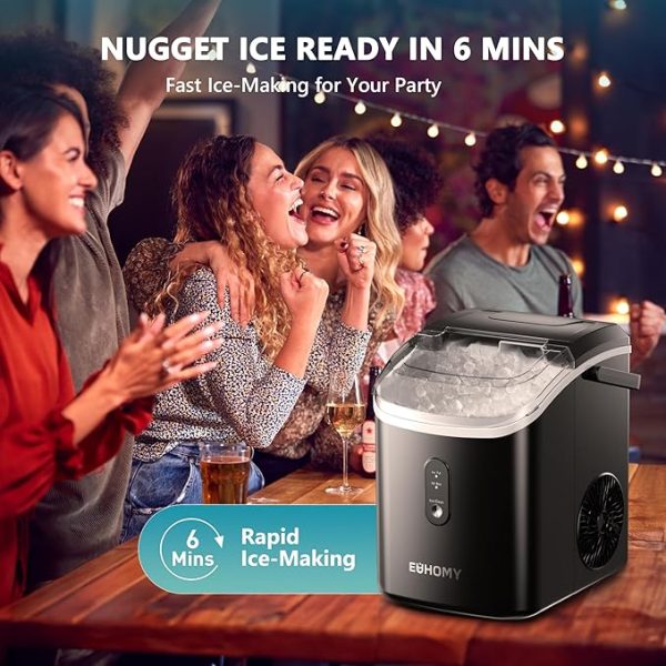 EUHOMY Nugget Ice Maker Countertop with Handle(black) - Image 5