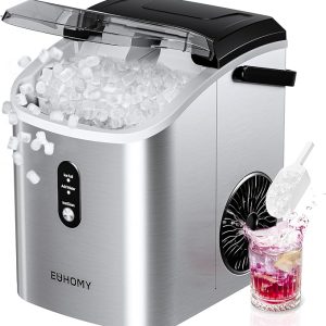 EUHOMY Pearl H1 Portable Nugget Ice Maker – Stainless Steel