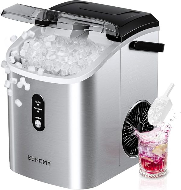 EUHOMY Pearl H1 Portable Nugget Ice Maker – Stainless Steel