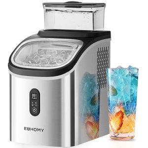 EUHOMY Ice Cube Maker Machine Countertop with External Water Tank(Silver)