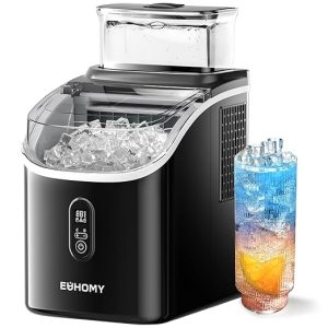 EUHOMY Ice Cube Maker Machine Countertop with External Water Tank(Black)